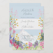 Aquarellgebirge mit Wildblume Einladung (Vorne/Hinten)
