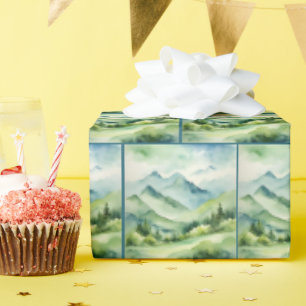 Aquarellgebirge und Täler Geschenkpapier