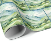 Aquarellgebirge und Täler Geschenkpapier (Rolleneckpunkt)