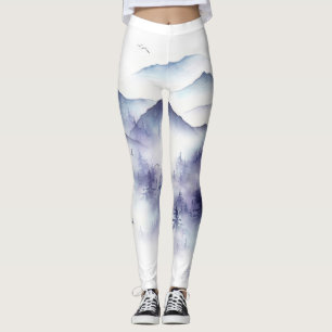 Aquarellgebirge, Winterlandschaft Leggings