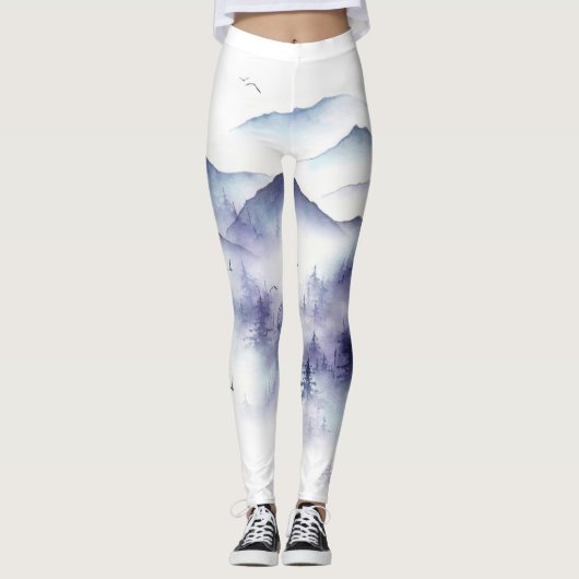 Aquarellgebirge, Winterlandschaft Leggings (Vorderseite)