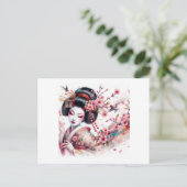 Aquarellgeisha Postkarte (Stehend Vorderseite)