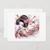Aquarellgeisha Postkarte (Vorne/Hinten)