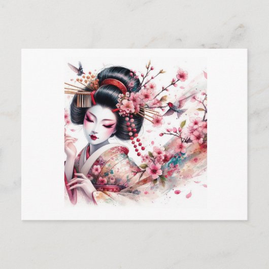 Aquarellgeisha Postkarte (Vorderseite)