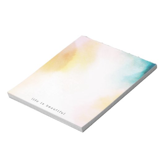 Aquarellgelb Aquamarine blaue Gefärbte Krawatte Om Notizblock (Rotiert)