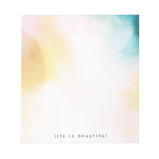 Aquarellgelb Aquamarine blaue Gefärbte Krawatte Om Notizblock (Vorderseite)