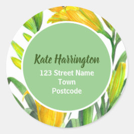 Aquarellgelb-gelbe Tageslinsen Circuit-Adresse Runder Aufkleber