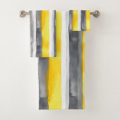 Aquarellgelb, grau, Streifen Badhandtuch Set (Insitu)