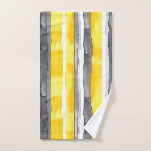 Aquarellgelb, grau, Streifen Badhandtuch Set (Handtuch)