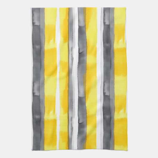 Aquarellgelb, grau, Streifen Geschirrtuch (Vertikal)