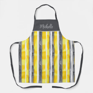 Aquarellgelb, grau, Streifen Schürze