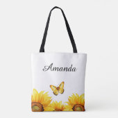Aquarellgelb Schmetterlingsname Sonnenblume Tasche (Rückseite)