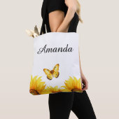 Aquarellgelb Schmetterlingsname Sonnenblume Tasche (Von Nahem)