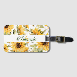 Aquarellgelb Verschiedene Sonnenblumen Monogramm Gepäckanhänger