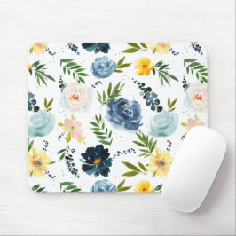 Aquarellgelbe blaue Rose Nahtloses Muster Mousepad