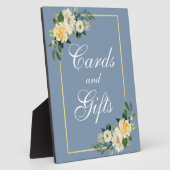 Aquarellgelbe blühende, dutzende blaue Karten Gesc Fotoplatte (Seite)