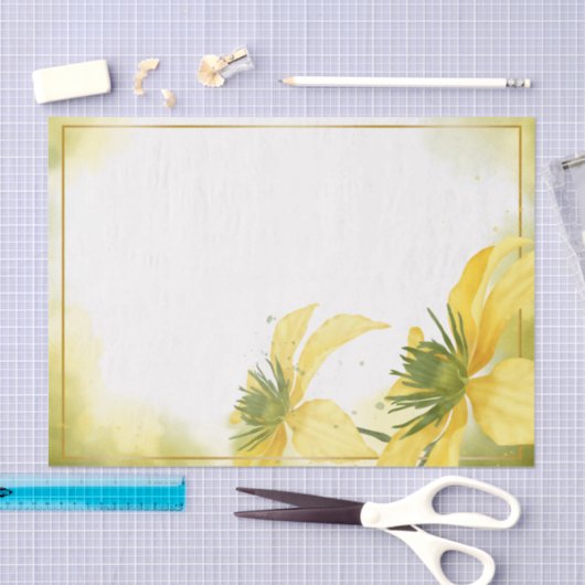 Aquarellgelbe Blume Blumendekoupage Seidenpapier (Handwerk)