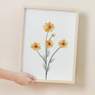 Aquarellgelbe Blume Cosmos Kinderzimmer Dekoration