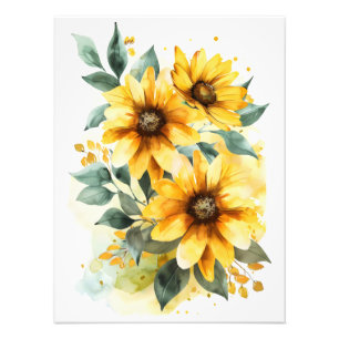 Aquarellgelbe Blumen Fotodruck