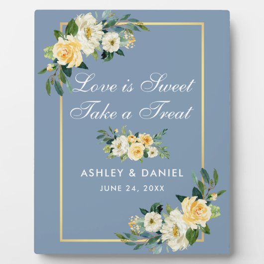 Aquarellgelbe Blütenstaub Blaue Leckerei Gefallen Fotoplatte (Vorderseite)