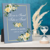 Aquarellgelbe Blütenstaub Blaue Leckerei Gefallen Fotoplatte (Seite)