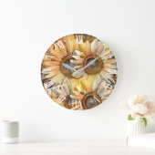 Aquarellgelbe Bouquet Sonnenblumen Sammlung Große Wanduhr (Zuhause)