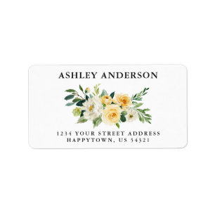 Aquarellgelbe Flora und Grünflächen Anschrift Adressaufkleber