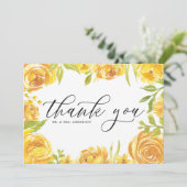 Aquarellgelbe Gärten Rose Rahmen Hochzeit Dankeskarte (Stehend Vorderseite)