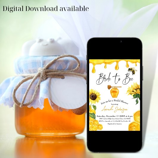Aquarellgelbe Honigbrille zum Brautparty Bienen Einladung