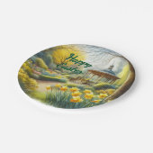 Aquarellgelbe Nadelhölzer Osterpapierplatte Pappteller (Schrägansicht)