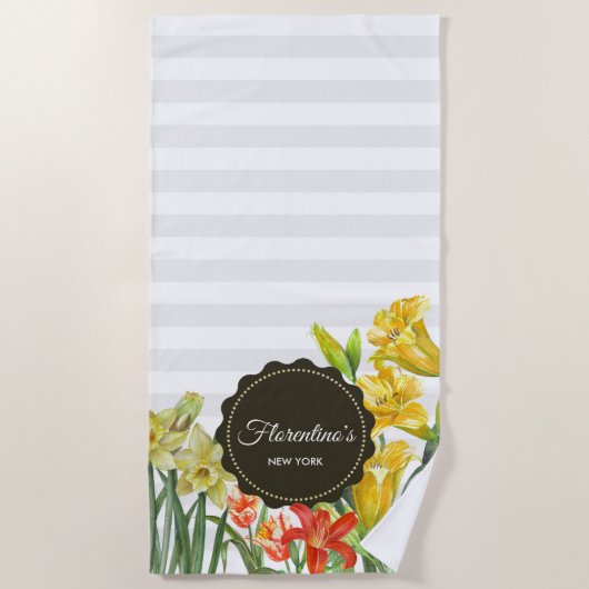 Aquarellgelbe Orangenfrühlingsblumen Strandtuch (Vorderseite)