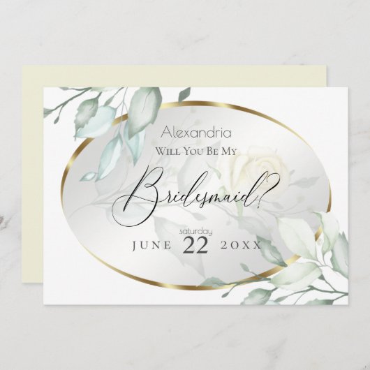 Aquarellgelbe Rose meine Brautjungfrau Einladung (Vorne/Hinten)