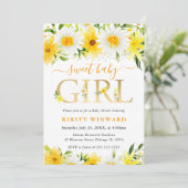 Aquarellgelbe Sommerdusche Blume Kinderdusche Einladung (Stehend Vorderseite)