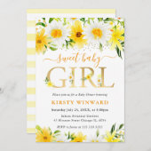 Aquarellgelbe Sommerdusche Blume Kinderdusche Einladung (Vorne/Hinten)