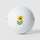 Aquarellgelbe Sonnenblume Aquarellfarben Blume Golfball (Vorderseite)