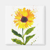 Aquarellgelbe Sonnenblume Aquarellfarben Blume Magnet (Vorne)