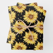 Aquarellgelbe Sonnenblumen Blütenschwarz Geschenkpapier Set (Beispiel)