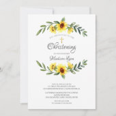 Aquarellgelbe Sonnenblumen Christening Einladung (Vorderseite)