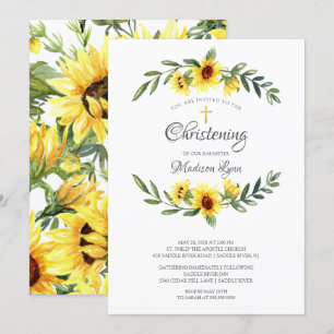 Aquarellgelbe Sonnenblumen Christening Einladung