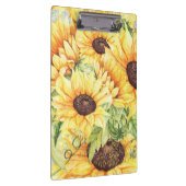 Aquarellgelbe Sonnenblumen Grünpflanzen Klemmbrett (Rechts)