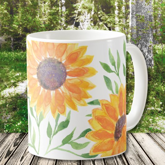 Aquarellgelbe Sonnenblumen Kaffeetasse