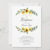 Aquarellgelbe Sonnenblumen Taufe Einladung (Vorderseite)