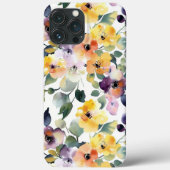 Aquarellgelbe violette Blumen Nahtloses Muster Case-Mate iPhone Hülle (Rückseite)