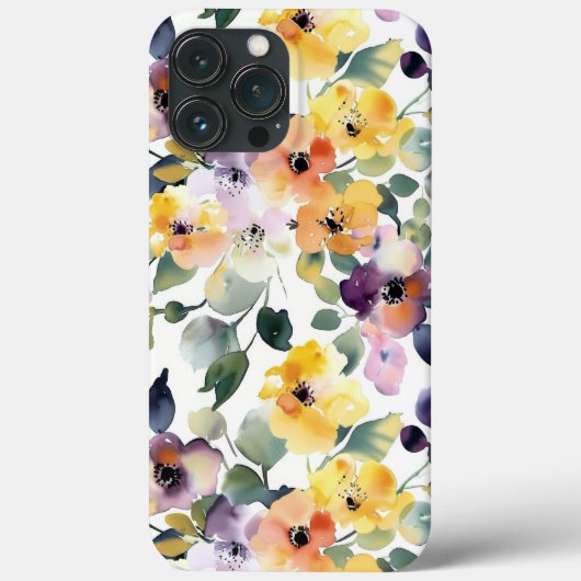 Aquarellgelbe violette Blumen Nahtloses Muster Case-Mate iPhone Hülle (Rückseite)