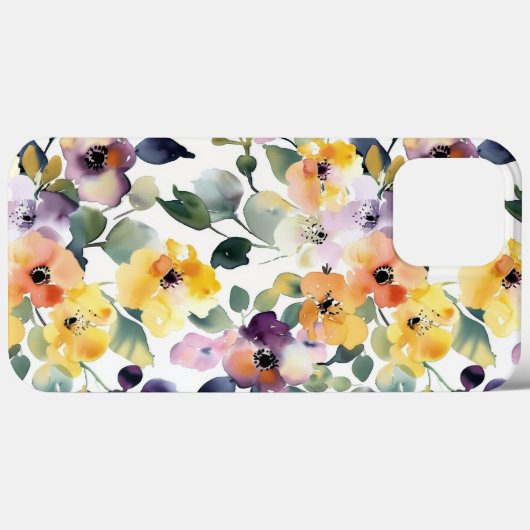 Aquarellgelbe violette Blumen Nahtloses Muster Case-Mate iPhone Hülle (Rückseite (Horizontal))