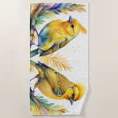 Aquarellgelbe Vögel Strandtuch (Vorderseite)