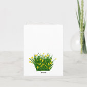 Aquarellgelber Blumengarten mit Foto Hochzeit Einladung (Rückseite)