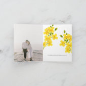 Aquarellgelber Blumengarten mit Foto Hochzeit Einladung (Innenseite)