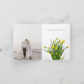 Aquarellgelber Blumengarten mit Foto Hochzeit Einladung (Innenseite)