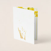 Aquarellgelber Blumengarten mit Foto Hochzeit Folienkarte (Vorderseite)